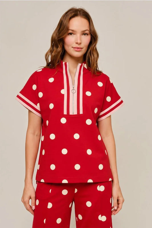Ladies Red and White Poka Dot Set
