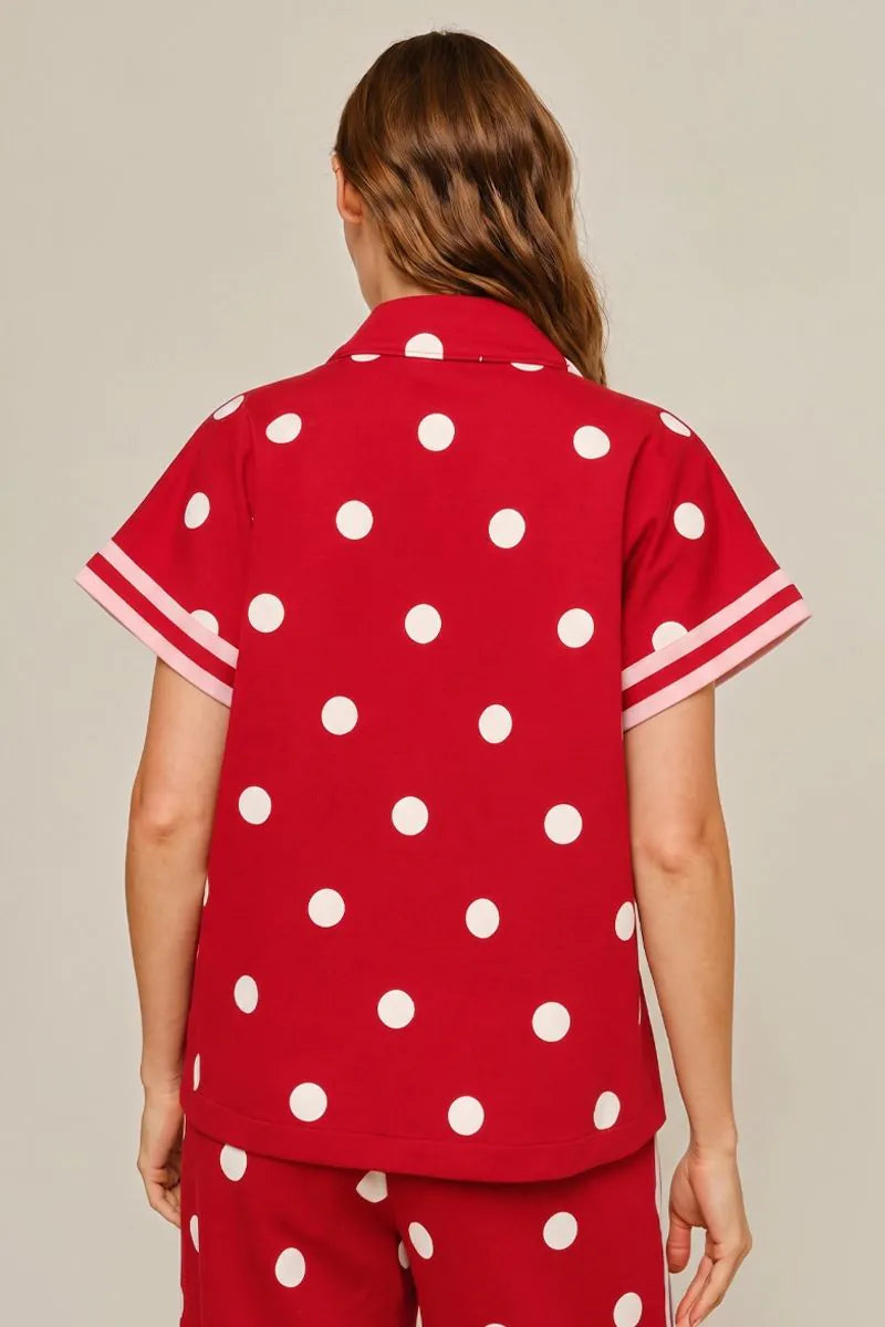 Ladies Red and White Poka Dot Set