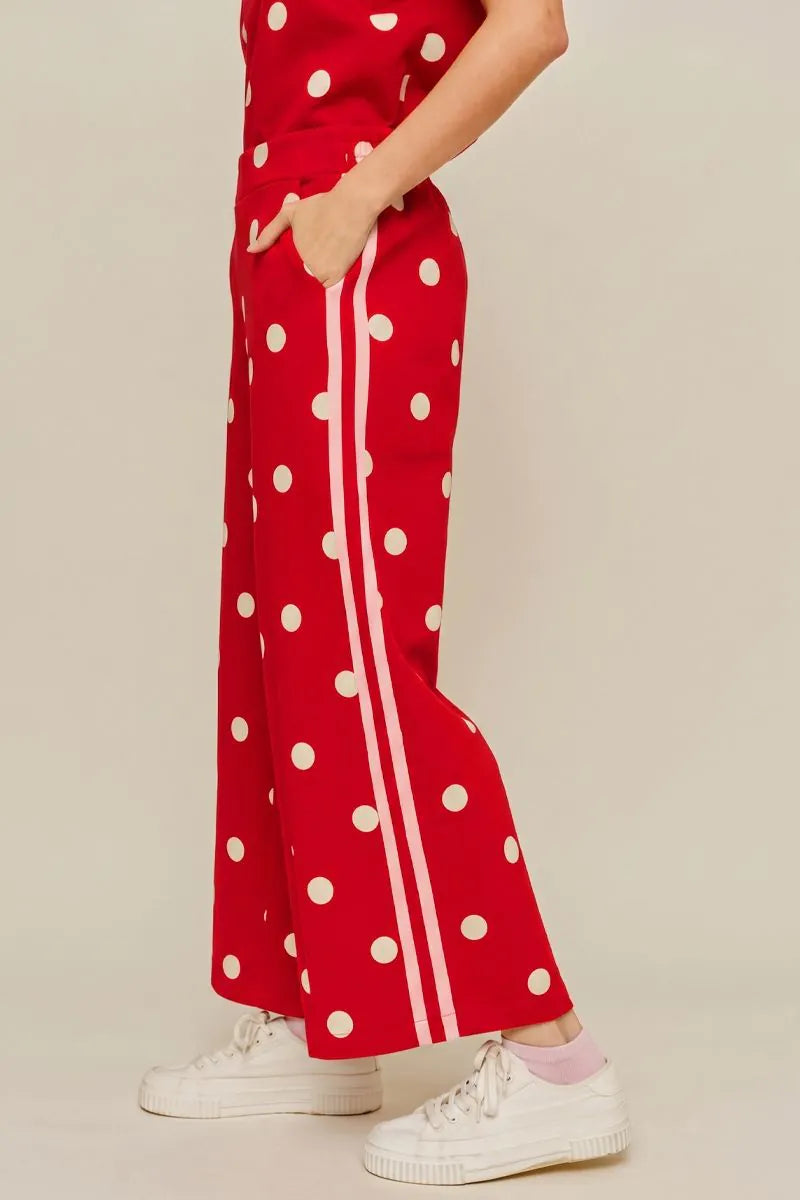 Ladies Red and White Poka Dot Set