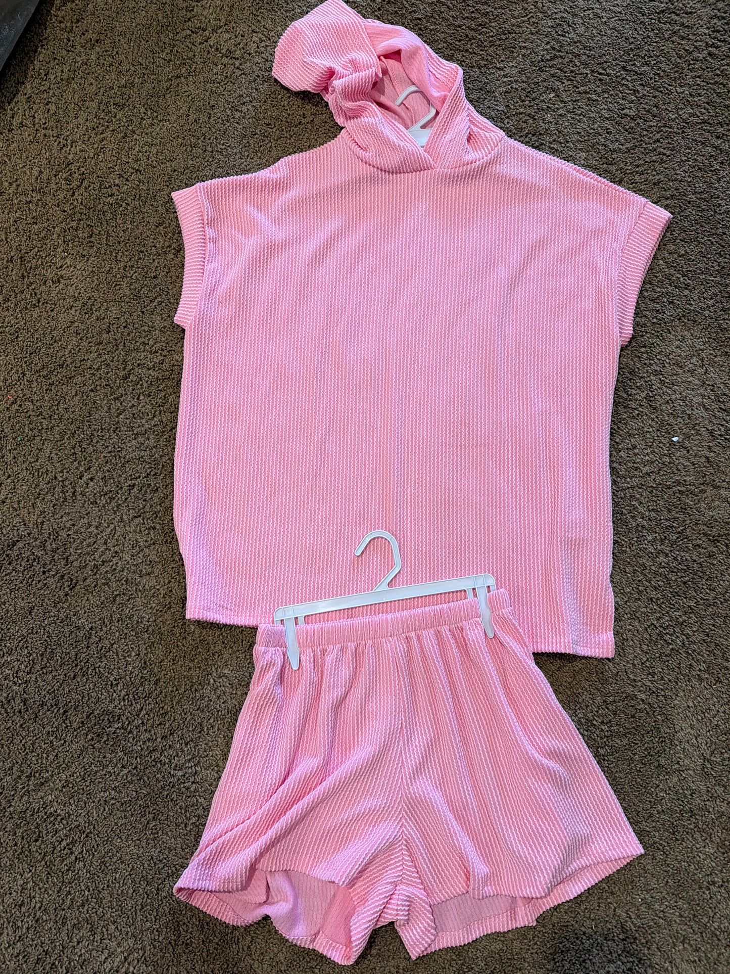 Ladies Playful Pixie Ribbed Set-Pink