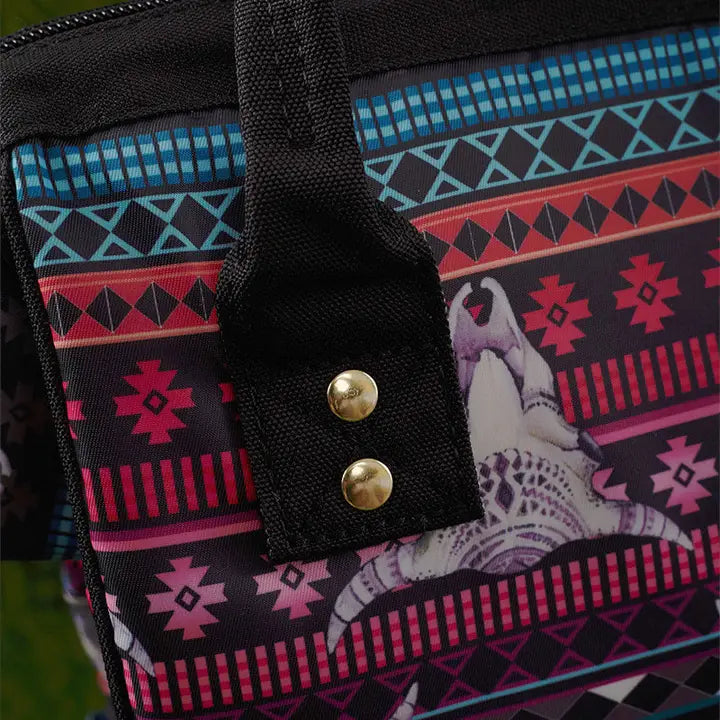 Bull Skull Geometric Print Diaper Bag