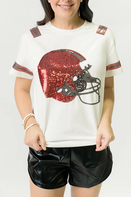 Ladies Belle Cher Red and Black Helmet Tee