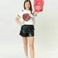Ladies Belle Cher Red and Black Helmet Tee