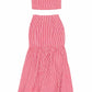 Ladies Belle Cher Red and White Striped Maxi Skirt Set