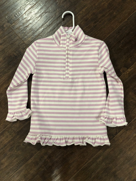 Girls Purple/White Stripe 1/4 Zip Pullover by Millie Jay