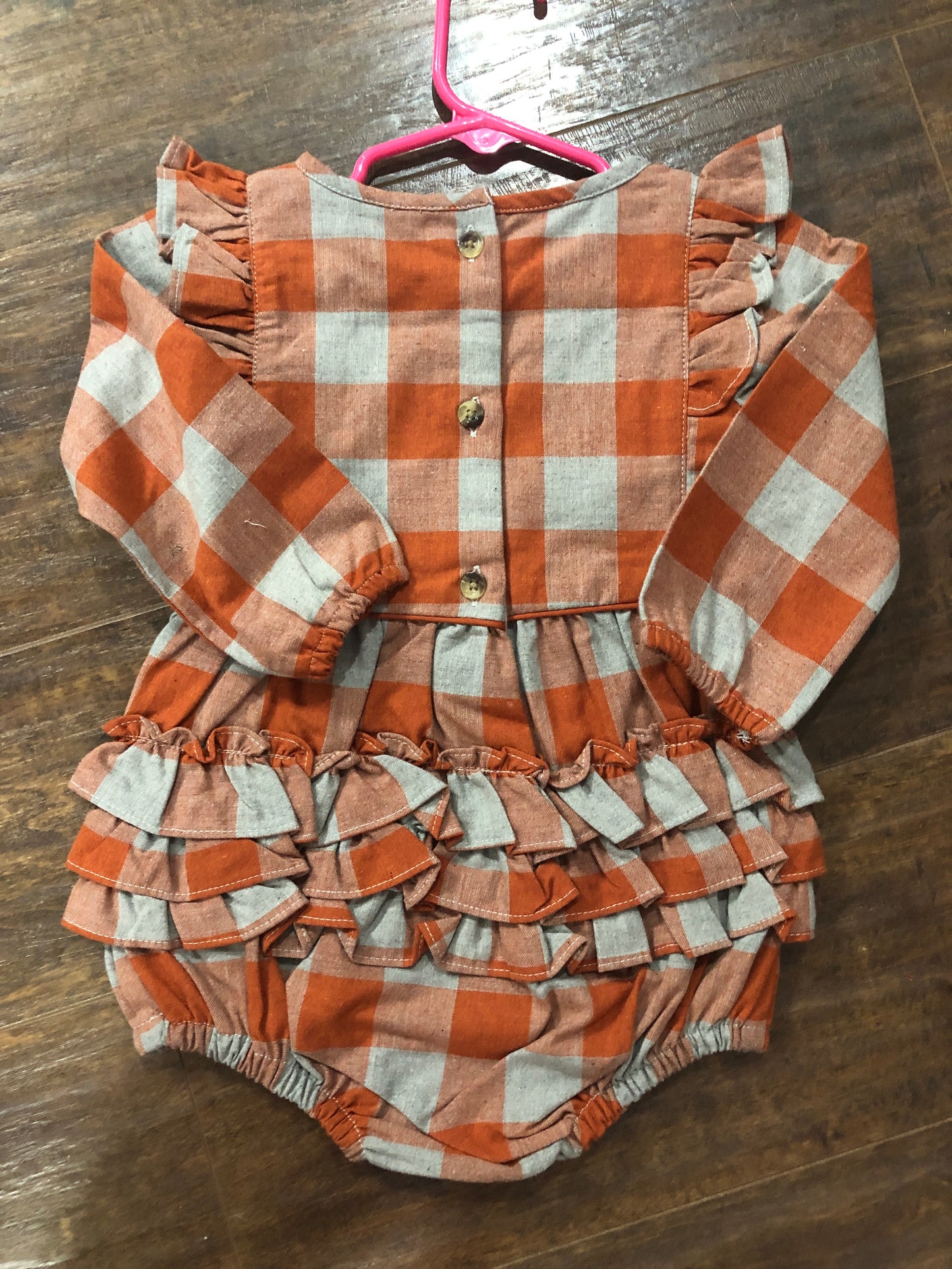 Girls Hadlee Plaid L/S Ruffle Hem Romper or Dress by RuffleButts