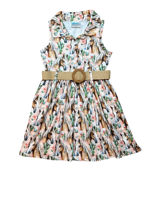 Girls Desert Dasher Belted Dress by Shea Baby