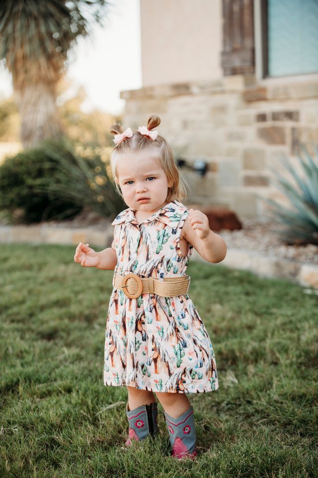 Girls Desert Dasher Belted Dress by Shea Baby