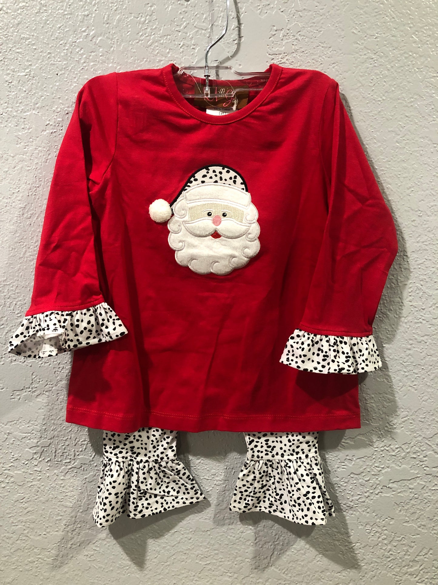 Girls Santa Face 2Pc Top and Pant Set by Millie Jay
