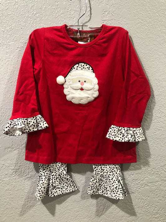 Girls Santa Face 2Pc Top and Pant Set by Millie Jay