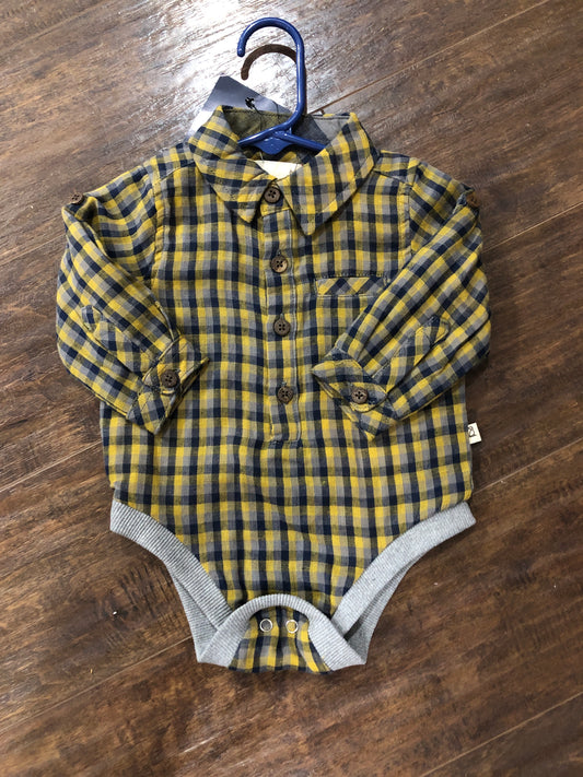 Boys Mustard/Blue Plaid Onesie or Shirt by Me & Henry