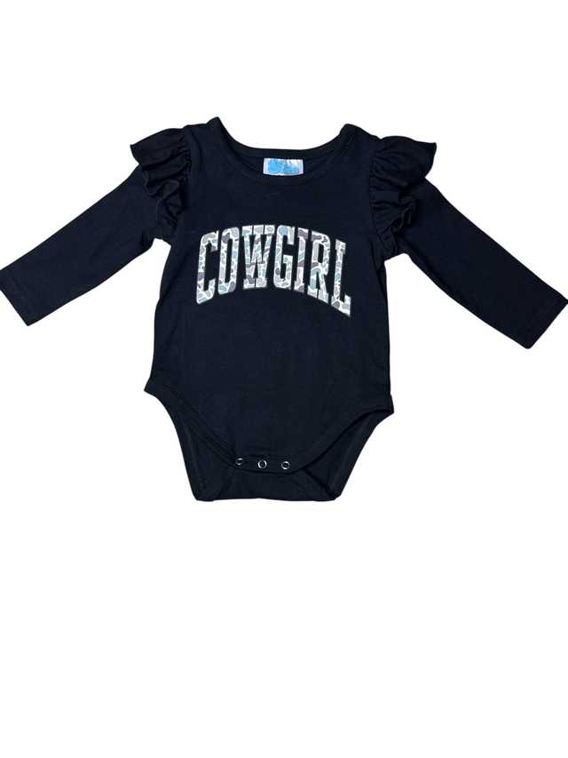 Girls Camo Cowgirl Graphic LS Onesie or Shirt by Shea Baby