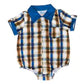 Boys Blue Plaid Short Sleeve Onesie or Shirt by Shea Baby