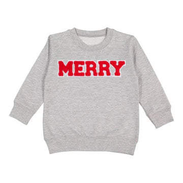 Boys Sweet Wink Merry Patch Sweatshirt-Gray