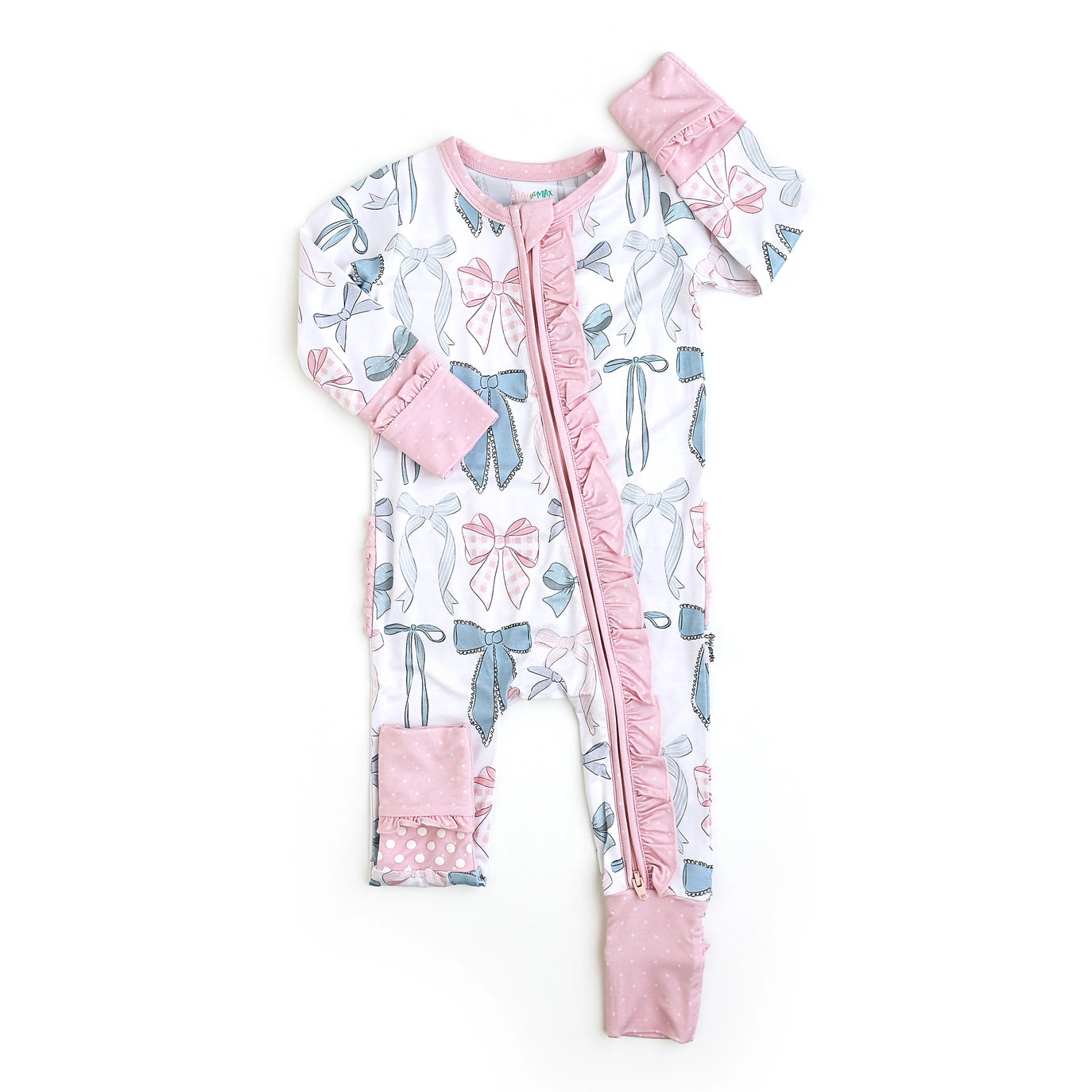 Girls Samantha Bows Ruffle Zip Bamboo One Piece by Gigi & Max