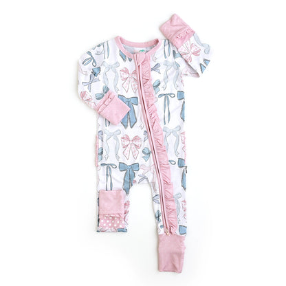 Girls Samantha Bows Ruffle Zip Bamboo One Piece by Gigi & Max