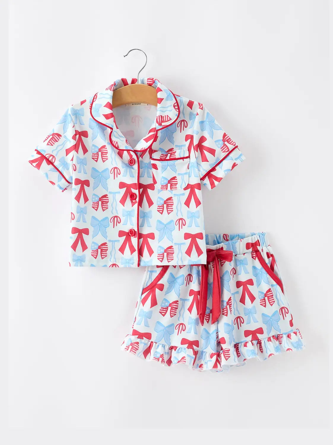 Girls 4th of July Bow Girls Pajama Set  by Rylee Faith