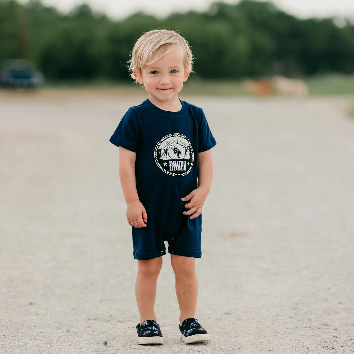 Boys Navy Rodeo Romper Baby by Shea Baby