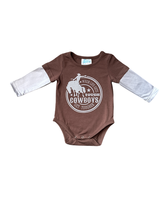 Boys Cowboys Get Tougher L/S  Onesie or Tee by Shea Baby