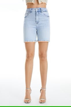 Ladies BAYEAS Jess High Rise Denim Shorts-Baby Blue