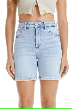 Ladies BAYEAS Jess High Rise Denim Shorts-Baby Blue