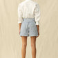 Ladies BAYEAS Tamsin High Rish Shorts - White and Blue
