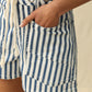 Ladies BAYEAS Tamsin High Rish Shorts - White and Blue