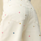 Ladies BAYEAS High Rise Wide Leg Pants with Flowers-White