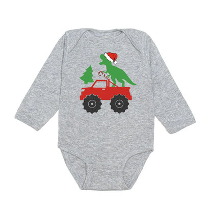 Boys Santa Dino Monster Truck Bodysuit or Tee by Sweet Wink