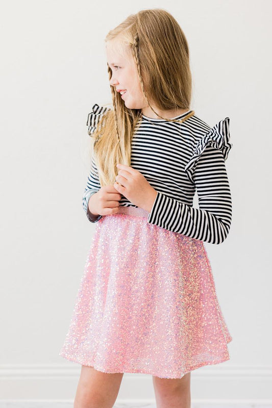 Girls Bubblegum Pink Sequin Twirl Skirt by Mila & Rose