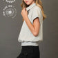 Ladies Snap Button Collared Knit Top by Umgee - Heather Grey