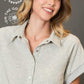 Ladies Snap Button Collared Knit Top by Umgee - Heather Grey