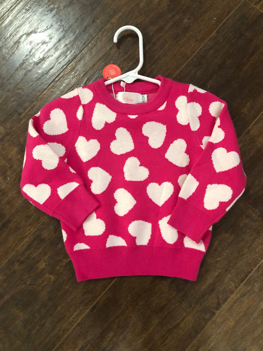 Girls Hearts on Pink Sweater by Mila & Rose