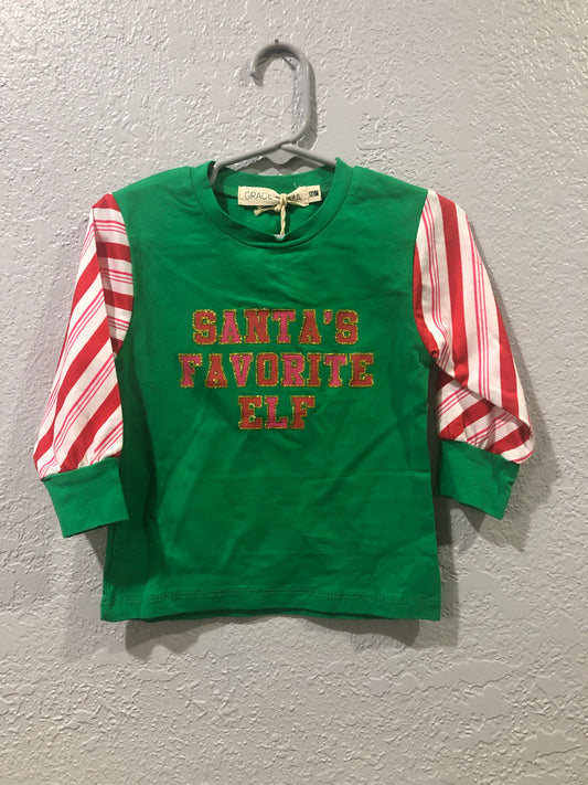 Girls Santa's Favorite Elf T-Shirt by Grace & Emma