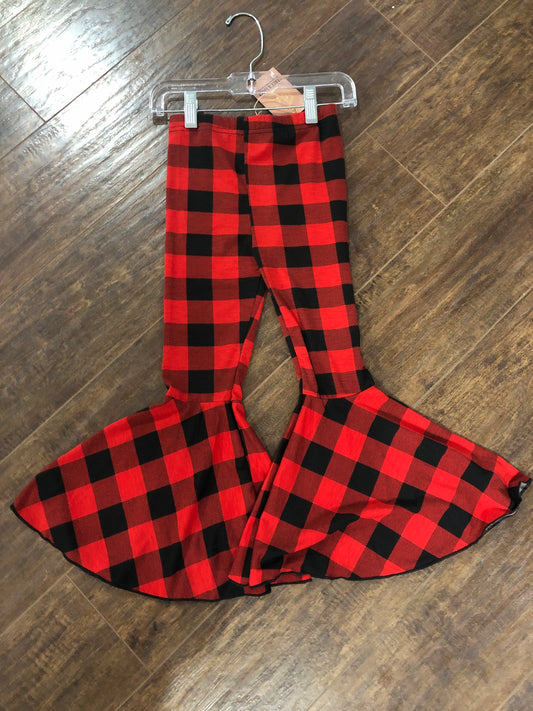 Girls Red Buffalo Plaid w/Bell by Grace & Emma