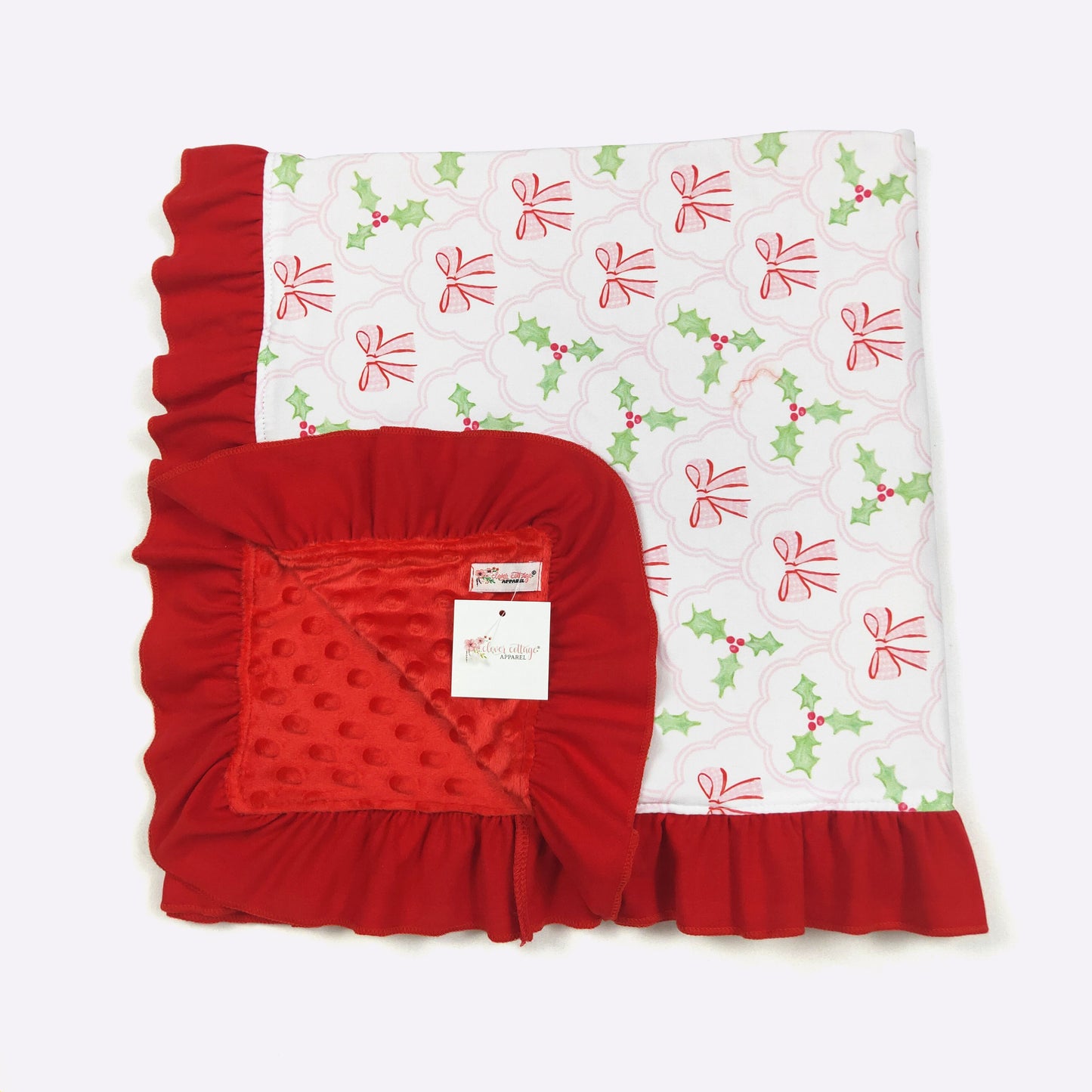 Bows & Mistletoes Baby Blanket by Clover Cottage