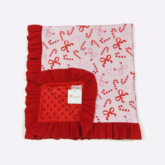 Candy Cane Bows Baby Blanket by Clover Cottage
