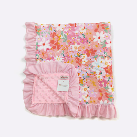 Peach Posy Baby Blanket by Clover Cottage