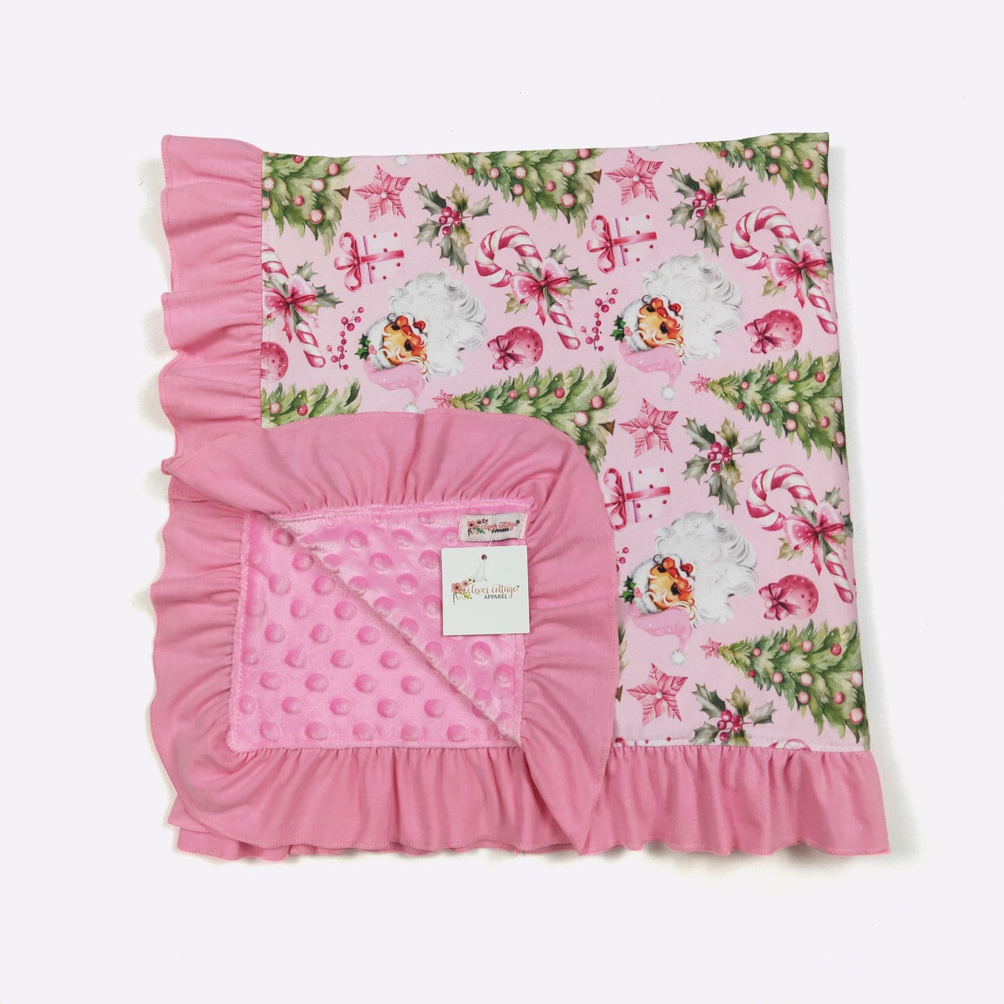 Pink Christmas Baby Blanket by Clover Cottage
