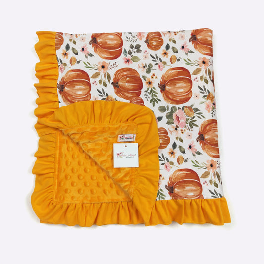 Watercolor Pumpkin Baby Blanket by Clover Cottage
