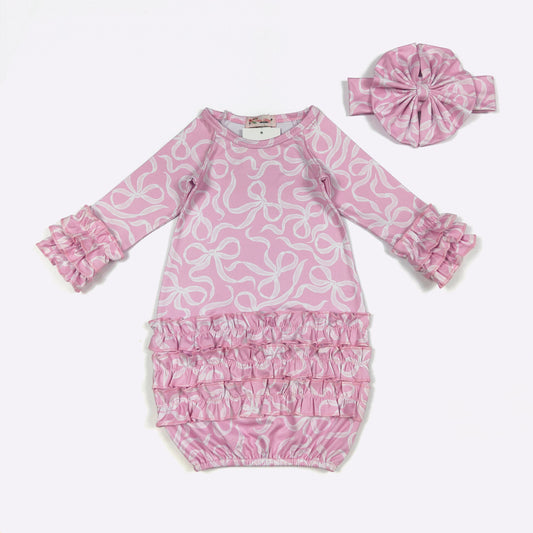 Baby Girls Clover Cottage Bubblegum Ribbon Gown