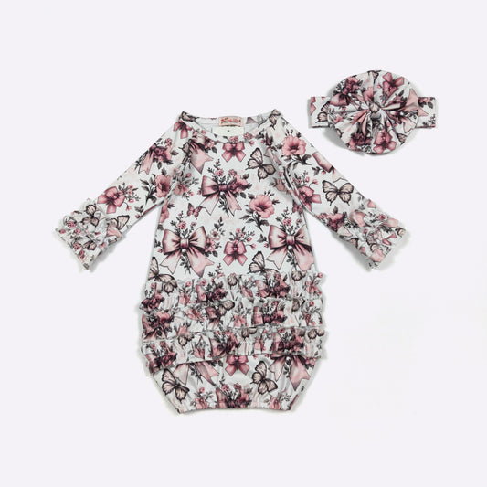 Baby Girls Clover Cottage Blushing Butterfly Gown