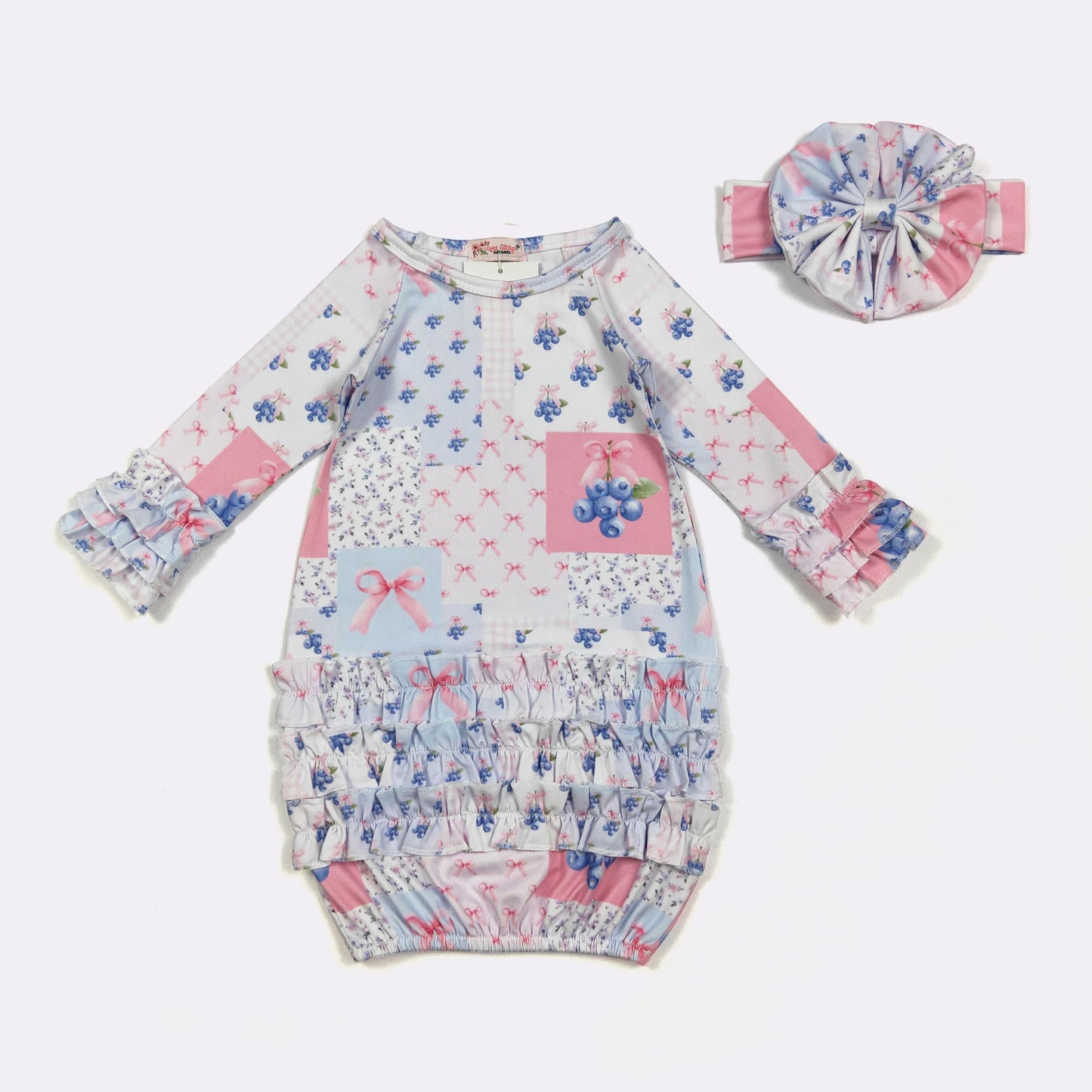 Baby Girls Clover Cottage Blueberry Patch Gown