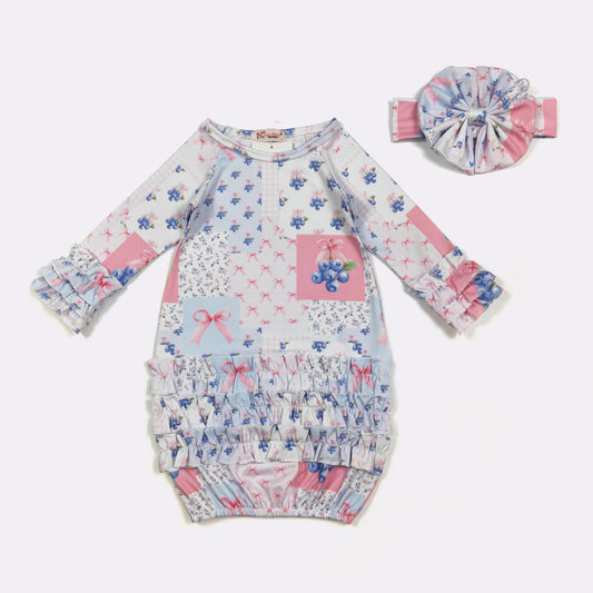 Baby Girls Clover Cottage Blueberry Patch Gown