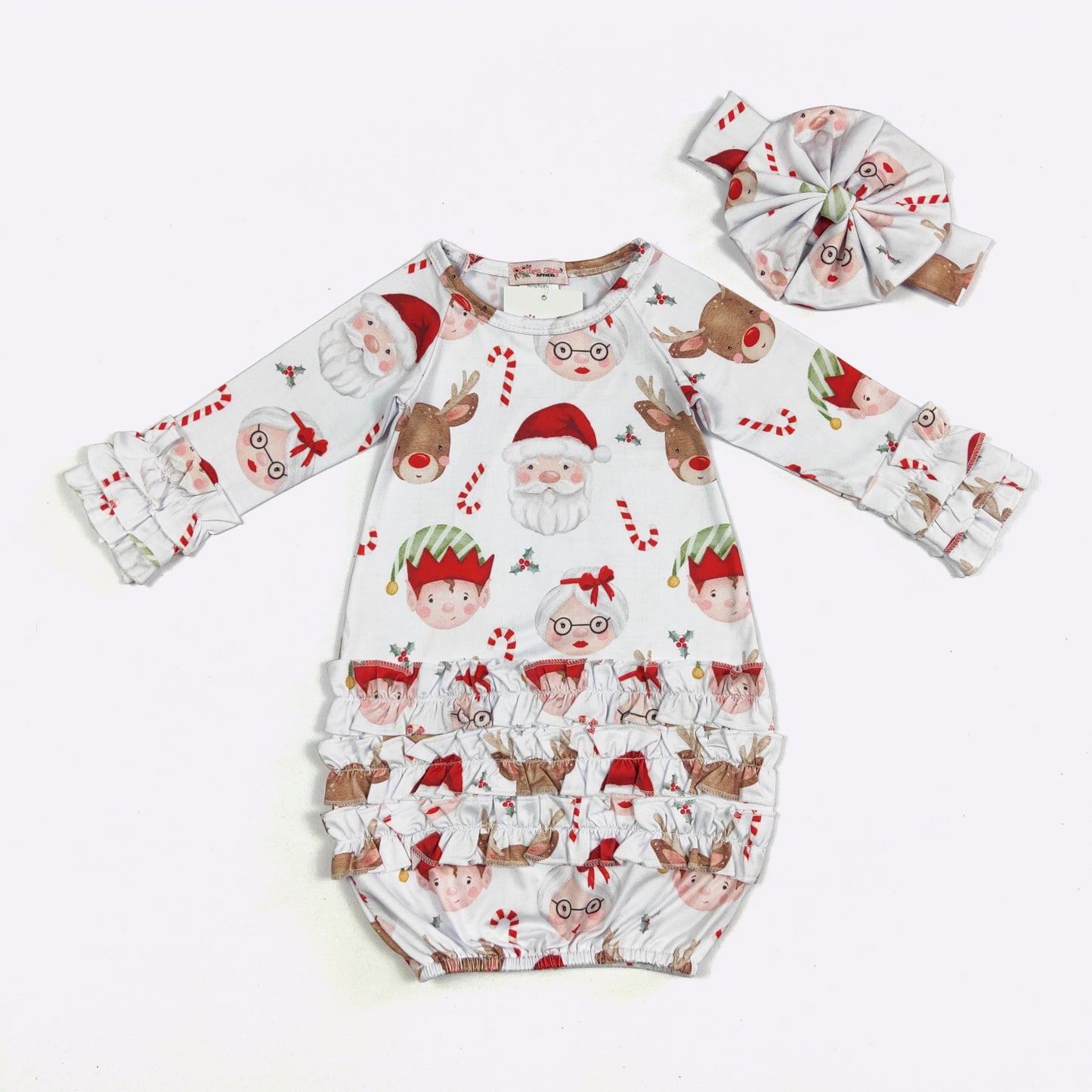 Baby Girls Clover Cottage Mrs. Claus Baby Gown