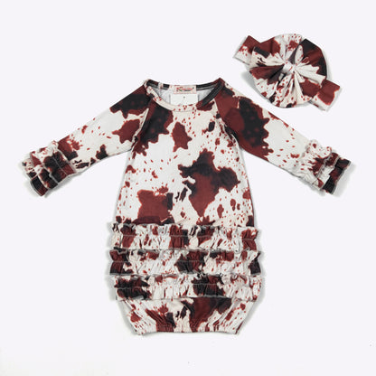 Baby Girls Clover Cottage Cowhide Baby Gown