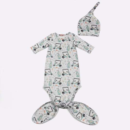 Babies Wedge Golf Knotted Baby Gown by Clover Cottage