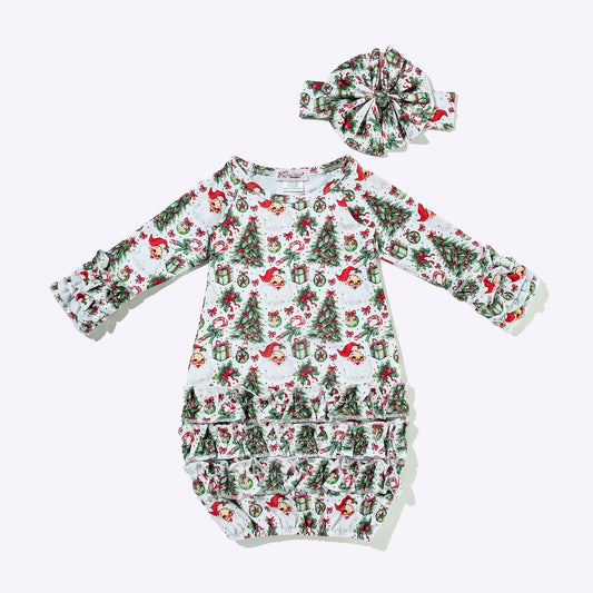 Baby Girls Clover Cottage Jolly St. Nicholas Gown