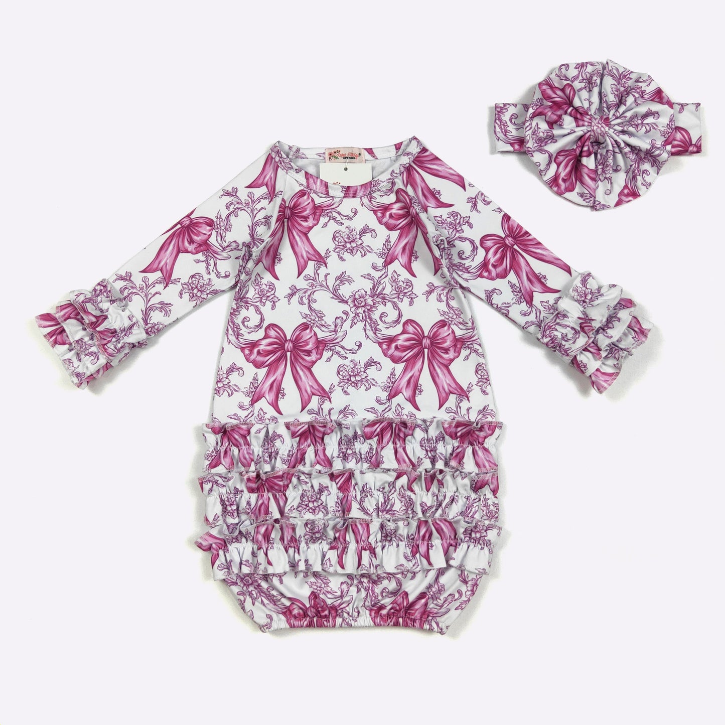 Baby Girls Clover Cottage Magenta Coquette Gown
