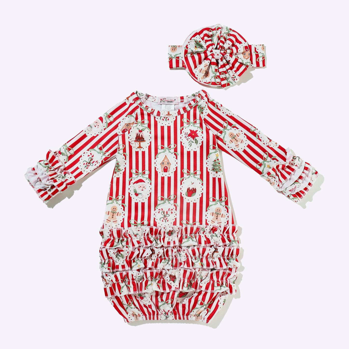 Baby Girls Clover Cottage Ornament Stripe Gown